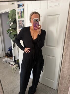 Design History Black Draped Cardigan and Tank Set